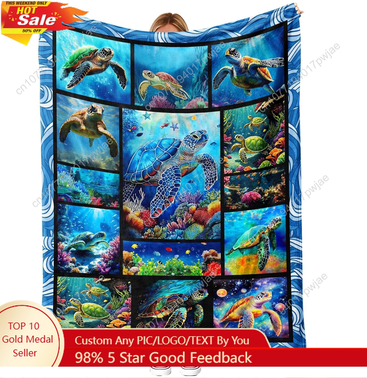 Home Textiles Blanket - Manta de franela de tortuga marina,