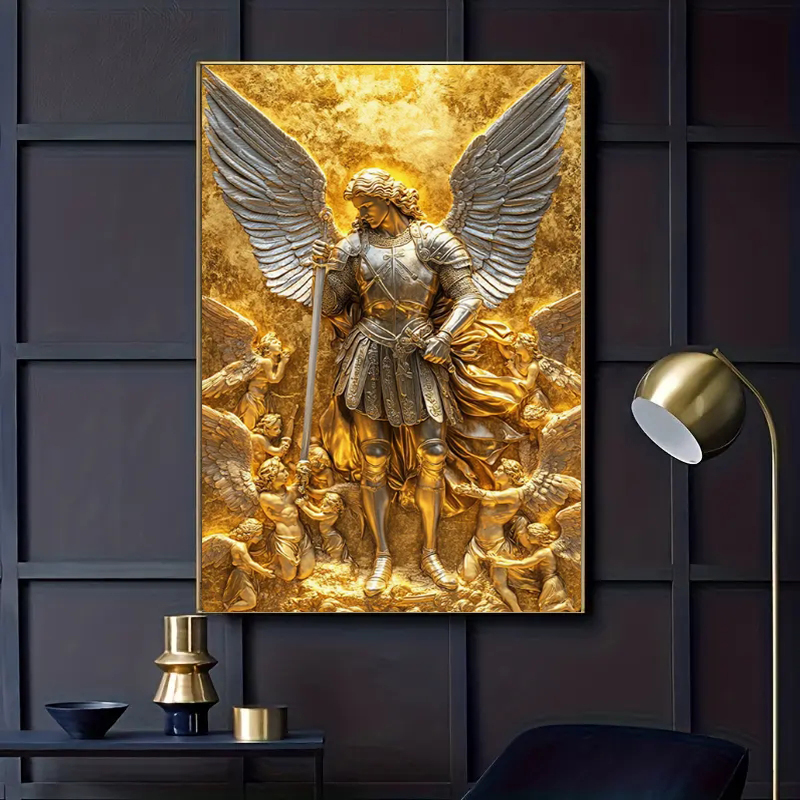 Home Textiles Products - Arquangel Miguel, estatua de ángel dorado,