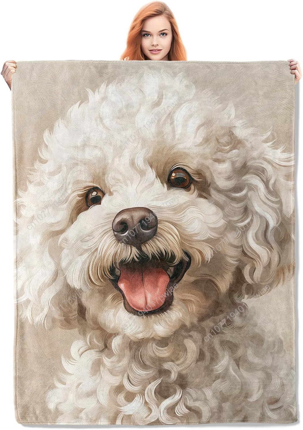 Home Textiles Blanket - Manta con retrato de caniche alegre,