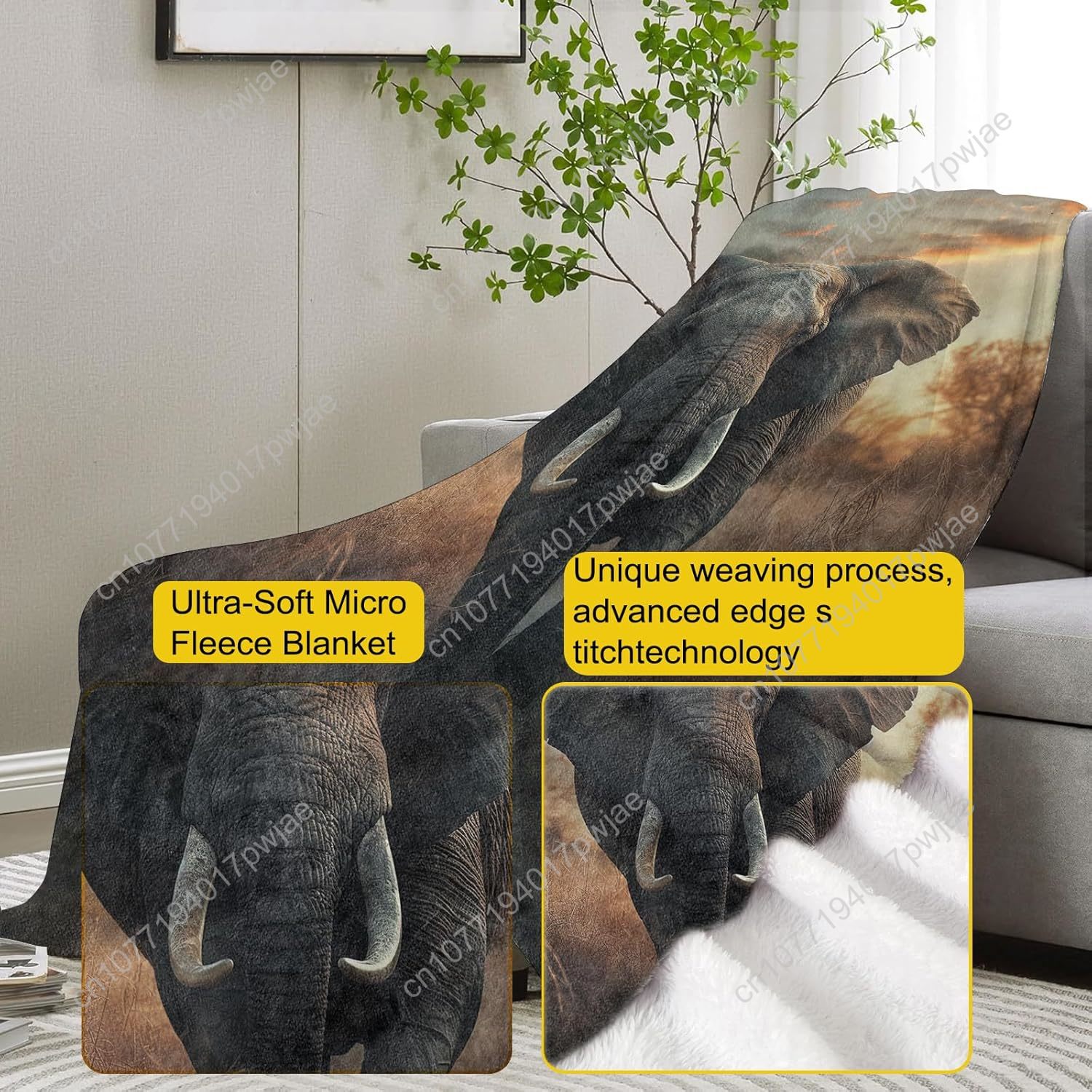 Manta polar de elefante, escen - Home Textiles Blanket reseña y precio
