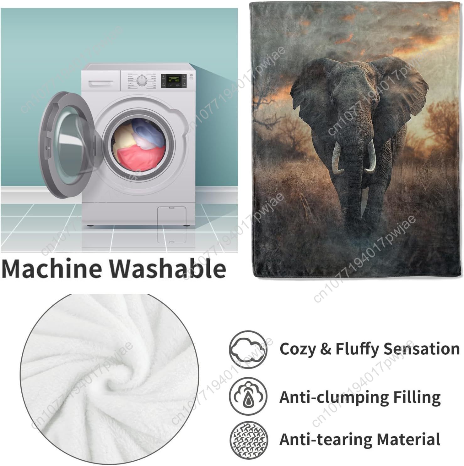 Manta polar de elefante, escen - Home Textiles Blanket reseña y precio